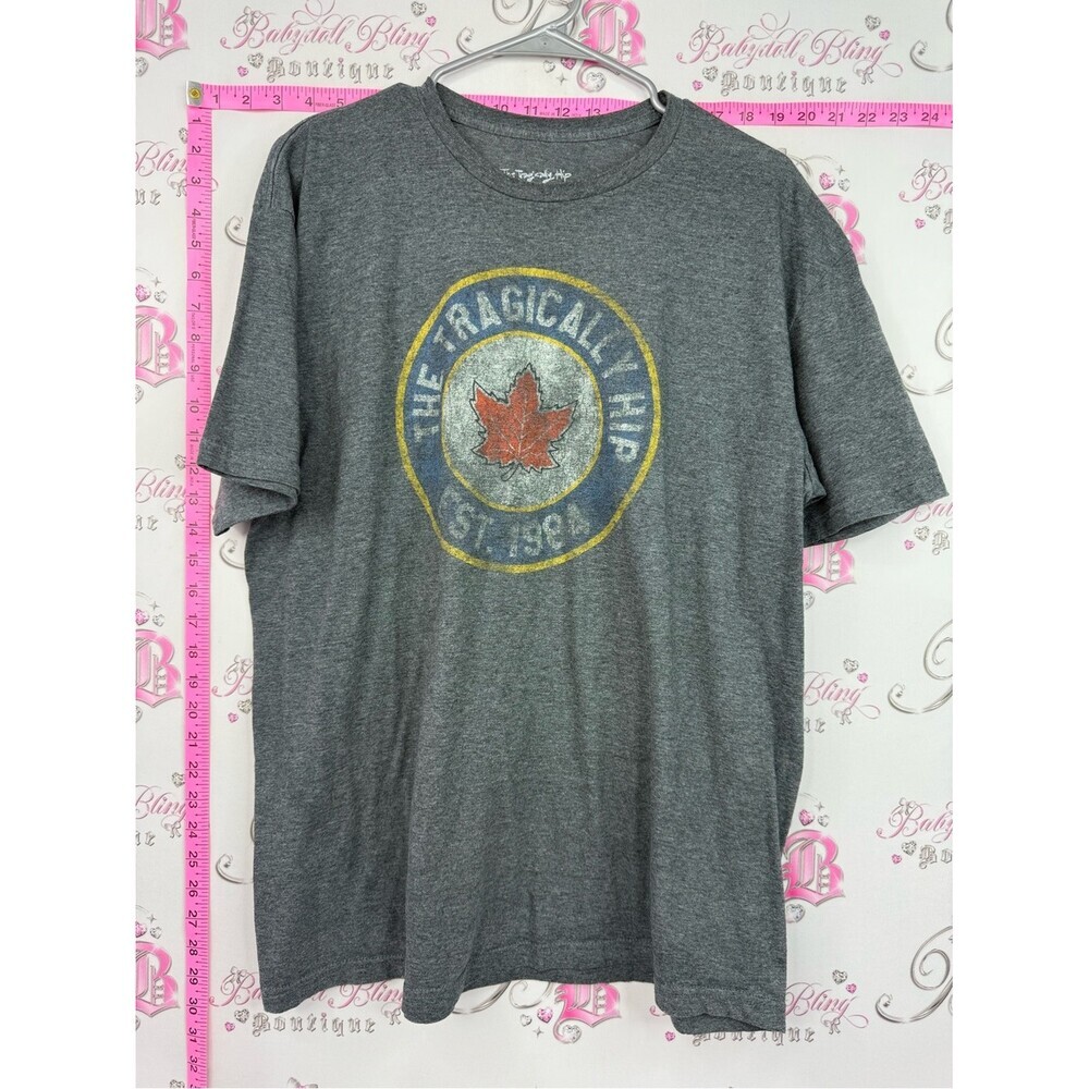 The tragically hip 2023 band tee Gray Graphic Men's T‑Shirt with Maple Emblem